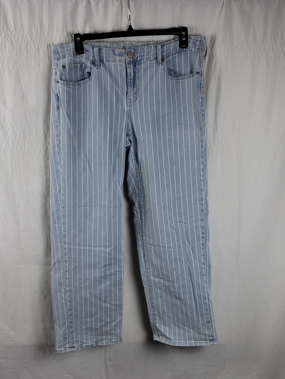 Torrid 14T Light Blue White Pinstripe Wide Leg Mid Rise Jeans